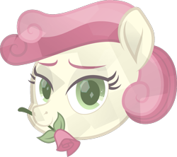 Size: 1149x1020 | Tagged: safe, alternate version, artist:lincolnbrewsterfan, derpibooru exclusive, derpibooru import, roseluck, crystal pony, earth pony, .svg available, a rose for you, alternate hairstyle, bedroom eyes, bust, colored eyebrows, colored pupils, crystalline, crystallized, curly hair, curly mane, derpibooru, derpibooru badge, derpibooru community collaboration, female, flower, green eyes, inkscape, lidded eyes, looking at you, mare, meta, movie accurate, rose, simple background, smiling, smiling at you, solo, svg, transparent background, vector