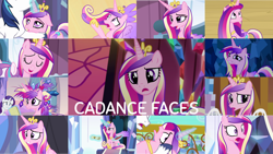 Size: 1280x722 | Tagged: safe, derpibooru import, editor:quoterific, princess cadance, rarity, shining armor, alicorn, unicorn, a canterlot wedding, equestria games (episode), games ponies play, once upon a zeppelin, princess spike (episode), slice of life (episode), the beginning of the end, the crystal empire, the crystalling, the times they are a changeling, three's a crowd