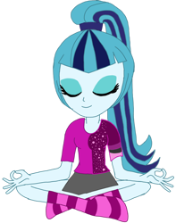 Size: 1280x1626 | Tagged: safe, artist:chrismc373, derpibooru import, sonata dusk, equestria girls, meditating, simple background, solo, transparent background