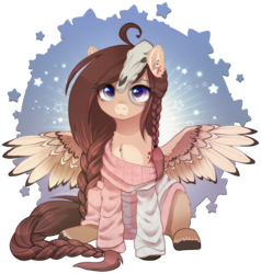 Size: 2091x2200 | Tagged: safe, artist:avrameow, derpibooru import, part of a set, oc, oc only, oc:ondrea, pegasus, pony, clothes, commission, cute, female, mare, oversized clothes, pegasus oc, simple background, skull, solo, sweater, transparent background, wings, ych result