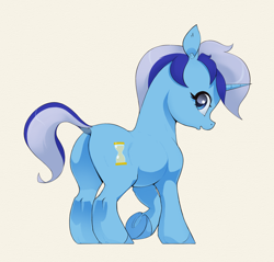 Size: 2732x2616 | Tagged: safe, artist:aquaticvibes, derpibooru import, minuette, pony, unicorn, beige background, butt, dock, female, looking at you, looking back, looking back at you, mare, minu-ass, plot, rear view, side view, simple background, solo