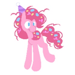 Size: 1000x1000 | Tagged: safe, artist:partyponypower, derpibooru import, pinkie pie, earth pony, pony, hat, party hat, simple background, solo, standing, white background