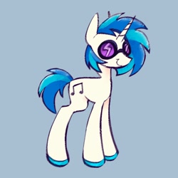 Size: 1000x1000 | Tagged: safe, artist:partyponypower, derpibooru import, dj pon-3, vinyl scratch, pony, unicorn, glasses, horseshoes, simple background, smiling, solo, standing