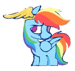 Size: 814x769 | Tagged: safe, artist:partyponypower, derpibooru import, rainbow dash, pegasus, pony, crown, jewelry, regalia, simple background, smiling, solo, standing, white background