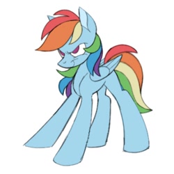 Size: 1000x1000 | Tagged: safe, artist:partyponypower, derpibooru import, rainbow dash, pegasus, pony, simple background, smiling, smirk, solo, standing, white background