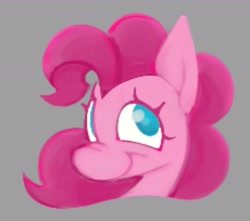 Size: 1828x1619 | Tagged: safe, artist:partyponypower, derpibooru import, pinkie pie, earth pony, pony, bust, gray background, simple background, smiling, solo