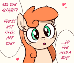 Size: 1398x1185 | Tagged: safe, artist:algoatall, derpibooru import, oc, oc only, earth pony, pony, cute, drawthread, earth pony oc, heart, looking at you, ponified, simple background, solo, species swap, speech bubble, text