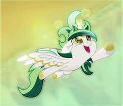 Size: 3793x3279 | Tagged: safe, artist:lincolnbrewsterfan, derpibooru import, oc, oc only, oc:riverdance, alicorn, pony, my little pony: the movie, .svg available, 2023, alicorn oc, brand, branding, cloud, clover, colored hooves, colored wings, excited, flying, glorious, glowing, glowing horn, gradient background, green eyes, happy, holiday, hoof tapping, horn, inkscape, lens flare, magic, magic aura, male, movie accurate, nc-tv signature, olive eyes, one ear down, outline, projection, projector, reaching, saint patrick's day, skyline, solo, song in the description, song reference, spread wings, stallion, striped wings, sunlight, svg, tail, tattoo, telekinesis, two toned mane, two toned tail, two toned wings, vector, wallpaper, wing stripes, wings
