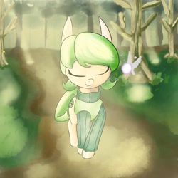 Size: 2000x2000 | Tagged: safe, artist:gorebox, derpibooru import, earth pony, pony, crossover, fairy, forest, kokiri ponified, ponified, saria, solo, species swap, the legend of zelda, the legend of zelda: ocarina of time, video game crossover