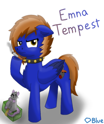 Size: 710x840 | Tagged: safe, derpibooru import, oc, oc only, oc:emna tempest, pegasus, rat, annoyed, brown mane, cigarette, collar, cutie mark, ears back, edgy, female, golden eyes, money, serious, simple background, solo, transparent background, wings