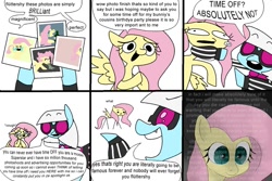 Size: 1117x748 | Tagged: safe, artist:c4n4ry0nl1n3, derpibooru import, fluttershy, photo finish, earth pony, pegasus, pony, green isn't your color, comic, dialogue, scene interpretation, text, thousand yard stare, wide eyes