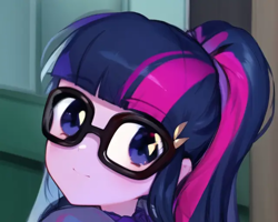 Size: 640x512 | Tagged: safe, artist:luckreza8, derpibooru import, edit, edited screencap, machine learning generated, screencap, sci-twi, twilight sparkle, human, dance magic, equestria girls, spoiler:eqg specials, anime, female, happy, pinegraph