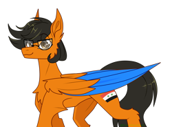 Size: 2646x1950 | Tagged: safe, artist:greenmaneheart, derpibooru import, oc, oc:cedrik, pegasus, pony, colored wings, flag, glasses, male, simple background, solo, stallion, syria, transparent background, two toned wings, wings