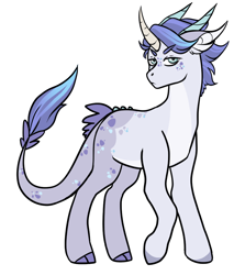 Size: 880x1032 | Tagged: safe, artist:void-sommar, derpibooru import, oc, oc only, dracony, hybrid, cloven hooves, curved horn, horn, horns, interspecies offspring, offspring, parent:rarity, parent:spike, parents:sparity, simple background, solo, white background