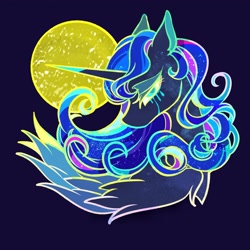 Size: 2048x2048 | Tagged: safe, artist:tkotu1, derpibooru import, princess luna, alicorn, pony, blue background, bust, crying, female, full moon, mare, moon, simple background, solo