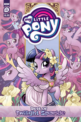 Size: 2063x3131 | Tagged: safe, derpibooru import, idw, princess twilight 2.0, twilight sparkle, twilight sparkle (alicorn), unicorn twilight, alicorn, crystal pony, pony, seapony (g4), unicorn, equestria girls, the last problem, beautiful, clothes, comic cover, crown, crystallized, dress, ethereal mane, female, filly, filly twilight sparkle, foal, high res, jewelry, mare, multeity, my little pony logo, official, official comic, older, older twilight, rainbow power, regalia, seaponified, seapony twilight, solo, sparkle sparkle sparkle, species swap, younger
