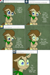 Size: 1302x1954 | Tagged: safe, artist:toadstool-prancer, derpibooru import, doctor whooves, oc, oc:tantamount, disguise, disguised changeling, one ear down, solo, tantamount time turner