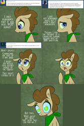 Size: 1302x1954 | Tagged: safe, artist:toadstool-prancer, derpibooru import, doctor whooves, oc, oc:tantamount, disguise, disguised changeling, one ear down, solo, tantamount time turner
