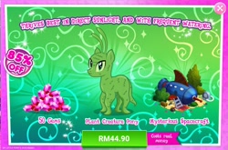 Size: 1566x1036 | Tagged: safe, derpibooru import, alien, alien pony, plant pony, advertisement, costs real money, gameloft, greedloft, green, holiday, official, saint patrick's day, tree, tree pony