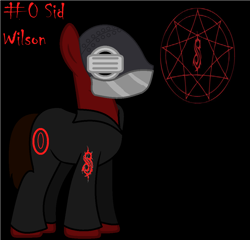 Size: 1024x982 | Tagged: safe, artist:harmonicdreemur1308, derpibooru import, earth pony, pony, black background, clothes, male, mask, ponified, simple background, slipknot, solo, species swap, stallion