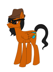 Size: 519x700 | Tagged: safe, artist:lullabyjak, derpibooru import, oc, oc only, oc:flare chase, pegasus, colored, commission, flat colors, hat, simple background, solo, sunglasses, transparent background