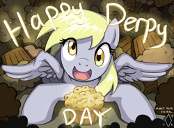 Size: 4084x3000 | Tagged: safe, artist:digiral, derpibooru import, derpy hooves, pegasus, pony, derpy day, food, muffin, solo