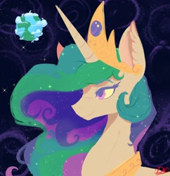 Size: 3000x3100 | Tagged: safe, artist:thelunarmoon, derpibooru import, princess celestia, alicorn, pony, crown, earth, female, jewelry, regalia, solo