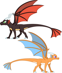 Size: 823x971 | Tagged: safe, derpibooru import, dragon, original species, duo, duo male and female, female, gift art, male, quadrupedal, saddle arabia, simple background, transparent background