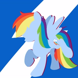 Size: 4000x4000 | Tagged: safe, artist:fuzzy cyclone, derpibooru import, pegasus, pony, blue, colored, cool, female, lineless, mare, minimalist, rainbow, solo