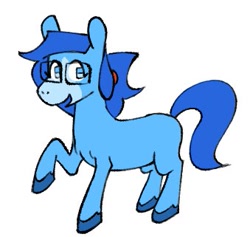 Size: 339x321 | Tagged: safe, artist:wtrclover, derpibooru import, oc, oc only, oc:cloverberry, earth pony, pony, glasses, simple background, smiling, solo, white background