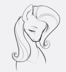 Size: 284x313 | Tagged: safe, artist:wtrclover, derpibooru import, fluttershy, pegasus, pony, bust, lidded eyes, monochrome, solo