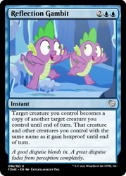 Size: 375x523 | Tagged: safe, derpibooru import, edit, spike, thorax, changeling, dragon, the times they are a changeling, ccg, disguise, disguised changeling, ice, magic the gathering, trading card, trading card edit