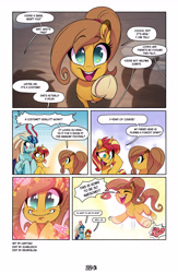 Size: 3500x5369 | Tagged: safe, artist:jadedjynx, artist:light262, derpibooru import, sonata dusk, sunset shimmer, oc, oc:cynthia, earth pony, siren, unicorn, comic:together forever, female, filly, foal, multiple characters