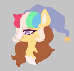 Size: 988x948 | Tagged: safe, artist:ponysforyou, derpibooru import, oc, oc:morning dew, earth pony, pony, bags under eyes, bust, chest fluff, earth pony oc, hat, smiling