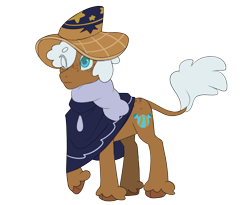 Size: 2048x1676 | Tagged: safe, artist:hibiscuit-rose, derpibooru import, earth pony, pony, blue eyes, brown coat, clothes, cookie run, fetlock tuft, freckles, hat, long tail, ponified, scarf, simple background, solo, species swap, tail, transparent background, white mane, wizard cookie