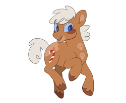 Size: 2048x1676 | Tagged: safe, artist:hibiscuit-rose, derpibooru import, earth pony, pony, blue eyes, coat markings, cookie run, fetlock tuft, gingerbrave, ponified, short mane, simple background, solo, species swap, transparent background, white mane