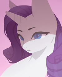 Size: 1280x1603 | Tagged: safe, artist:deadgirliee, derpibooru import, rarity, pony, unicorn, bust, female, mare, pink background, simple background, solo