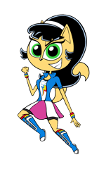 Size: 2248x4000 | Tagged: safe, artist:solid32, derpibooru import, rainbow dash, equestria girls, boots, clothes, clothes swap, cosplay, costume, high heel boots, jacket, shirt, shoes, simple background, skirt, solo, transparent background, tuff puppy, vest