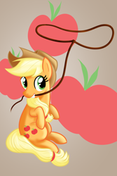 Size: 3600x5400 | Tagged: safe, artist:lxyacht, derpibooru import, applejack, earth pony, cutie mark, cutie mark background, female, lasso, mare, mouth hold, rope, simple background, sitting, solo