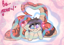 Size: 5000x3500 | Tagged: safe, artist:fluffyxai, derpibooru import, lamia, original species, snake, snake pony, hearts and hooves day, holiday, hypno eyes, hypnosis, kaa eyes, looking at you, lying down, prone, smiling, swirly eyes, valentine's day