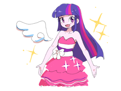 Size: 3200x2400 | Tagged: safe, artist:fuyugi, derpibooru import, twilight sparkle, human, equestria girls, bare shoulders, cute, cute little fangs, fangs, female, human coloration, open mouth, simple background, sleeveless, solo, strapless, twiabetes, white background