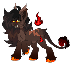 Size: 5886x5187 | Tagged: safe, artist:crazysketch101, derpibooru import, demon, demon pony, pony, cheek fluff, chest fluff, fangs, grimace, horns, scar, sharp teeth, simple background, solo, teeth, transparent background