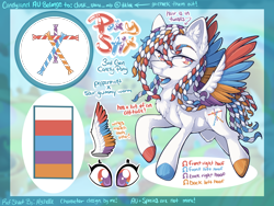 Size: 2224x1668 | Tagged: safe, artist:mychelle, derpibooru import, oc, oc:pixy stix, pegasus, pony, colored wings, female, mare, multicolored wings, reference sheet, solo, wings