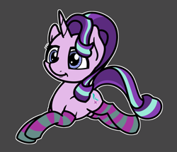 Size: 2048x1758 | Tagged: safe, artist:ewoudcponies, derpibooru import, starlight glimmer, pony, unicorn, clothes, female, gray background, simple background, socks, solo