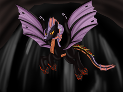 Size: 1600x1200 | Tagged: safe, artist:saintgryphonii, derpibooru import, dragon, pony, dragon wings, dragoness, female, flying, mare, solo, warcraft, wings, world of warcraft