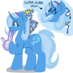 Size: 2000x2000 | Tagged: safe, artist:ang3lic_b3ing, derpibooru import, trixie, pony, unicorn, bong, drugs, female, high, mare, simple background, solo, white background