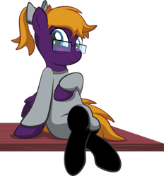 Size: 1920x2070 | Tagged: safe, artist:alexdti, derpibooru import, oc, oc only, oc:purple creativity, pony, bow, clothes, glasses, hair bow, simple background, socks, solo, sweater, transparent background