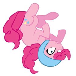 Size: 1280x1284 | Tagged: safe, artist:benpictures1, pinkie pie, earth pony, my little pony: the movie, cute, diapinkes, female, helmet, inkscape, mare, simple background, solo, transparent background, upside down, vector, wavy mouth