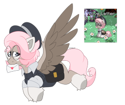 Size: 6304x5308 | Tagged: safe, artist:crazysketch101, derpibooru import, oc, oc only, oc:love letter, pegasus, pony, backpack, bags, clothes, flying, glasses, mail, pegasus oc, pony town, round glasses, simple background, solo, transparent background