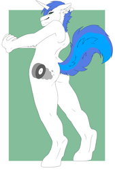 Size: 2761x4096 | Tagged: safe, artist:wolfyakugaa, derpibooru import, oc, oc:shifting gear, anthro, unicorn, ass, butt, multicolored tail, nudity, simple background, solo, tail